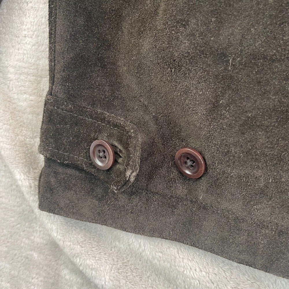 Vintage Banana Republic Bomber Jacket Men XL Chocolate Brown Suede Leather Lined - Picture 5 of 13